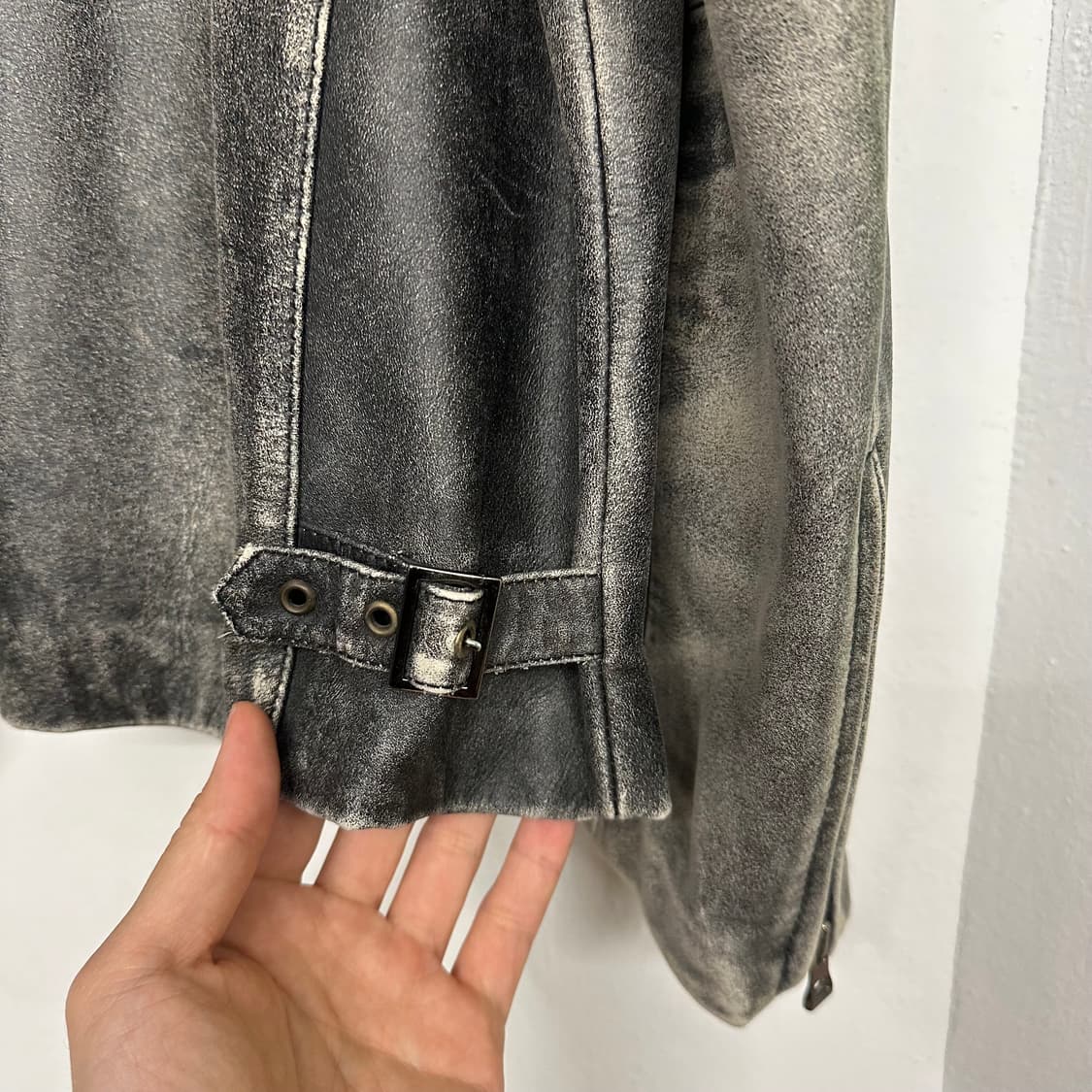 빈티지 워싱 양가죽 바이커 자켓 상품이미지7