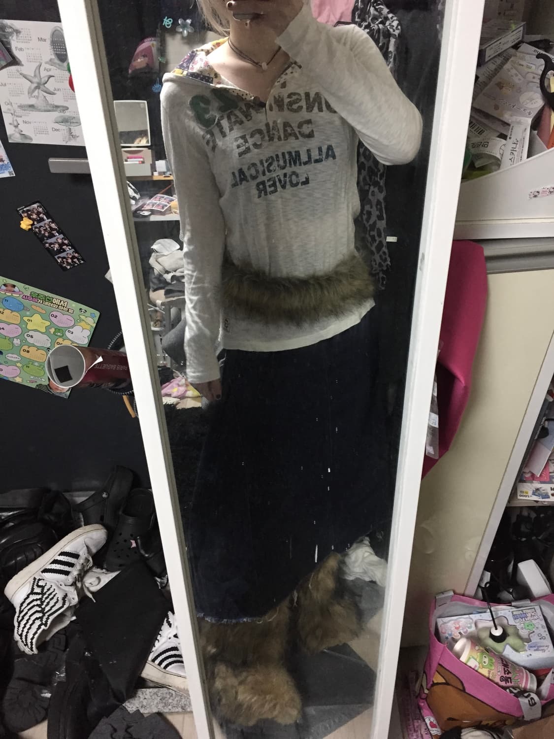 빈티지 패치워크 후드 슬리브 + 데님 맥시 스커트 상품이미지2