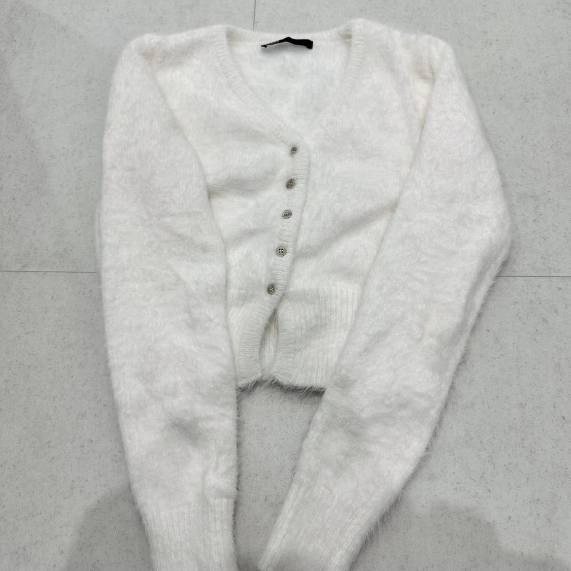 이네기 헤어리 퍼 가디건 화이트 상품이미지1