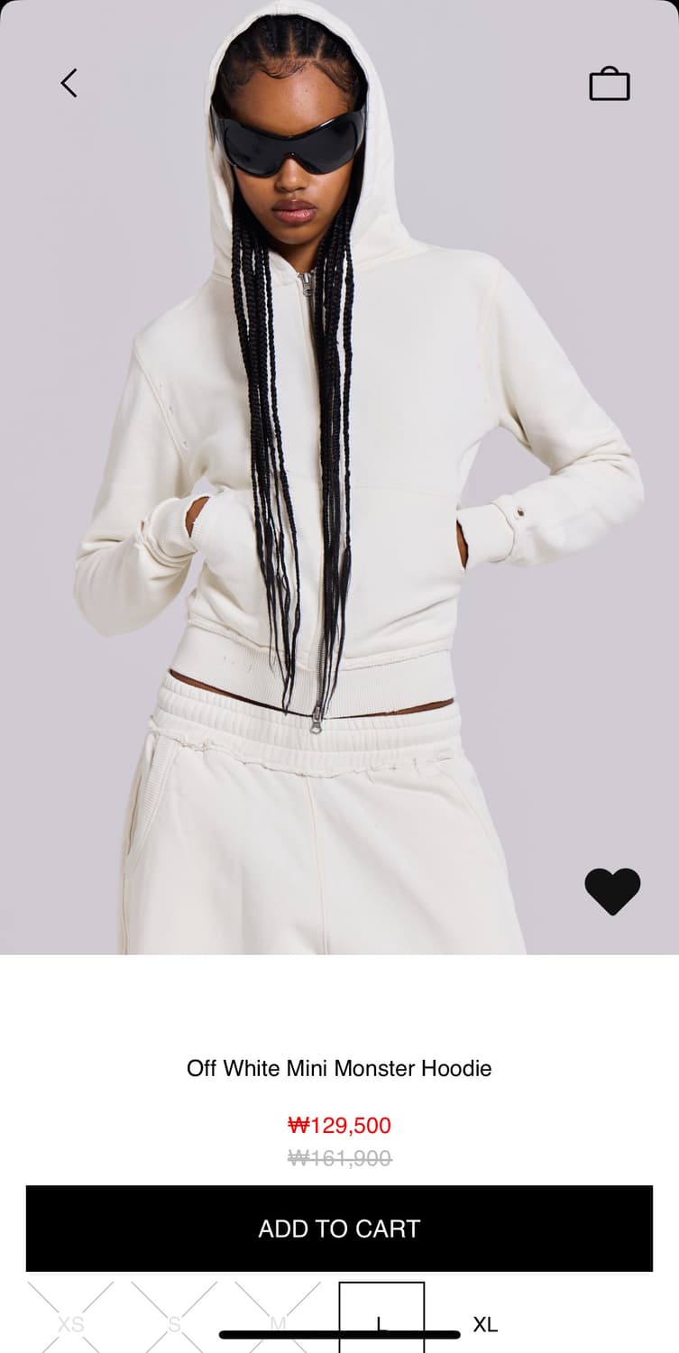 구해요)제이디드런던 미니 몬스터 후드집업 화이트 s 상품이미지1