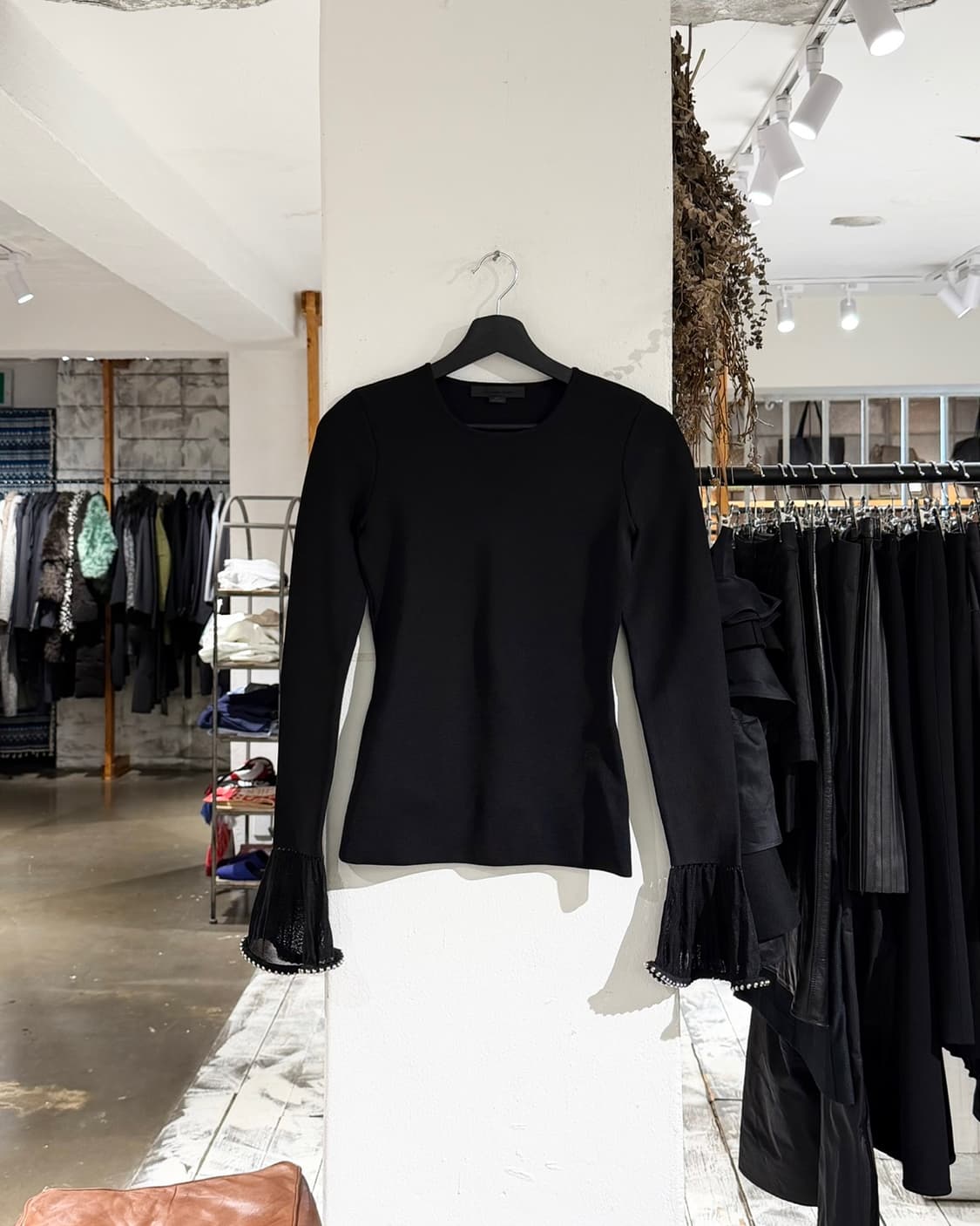 알렉산더 왕 블랙 비스코스 쉬어 벨 롱 슬리브 상품이미지1