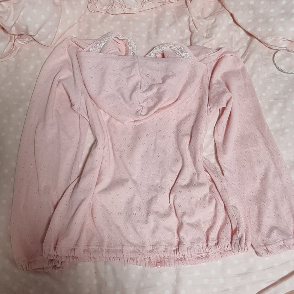 로걀탑 레이스 리본 하트 후드집업 히메갸루 엑시즈팜 리즈리사 상품이미지10