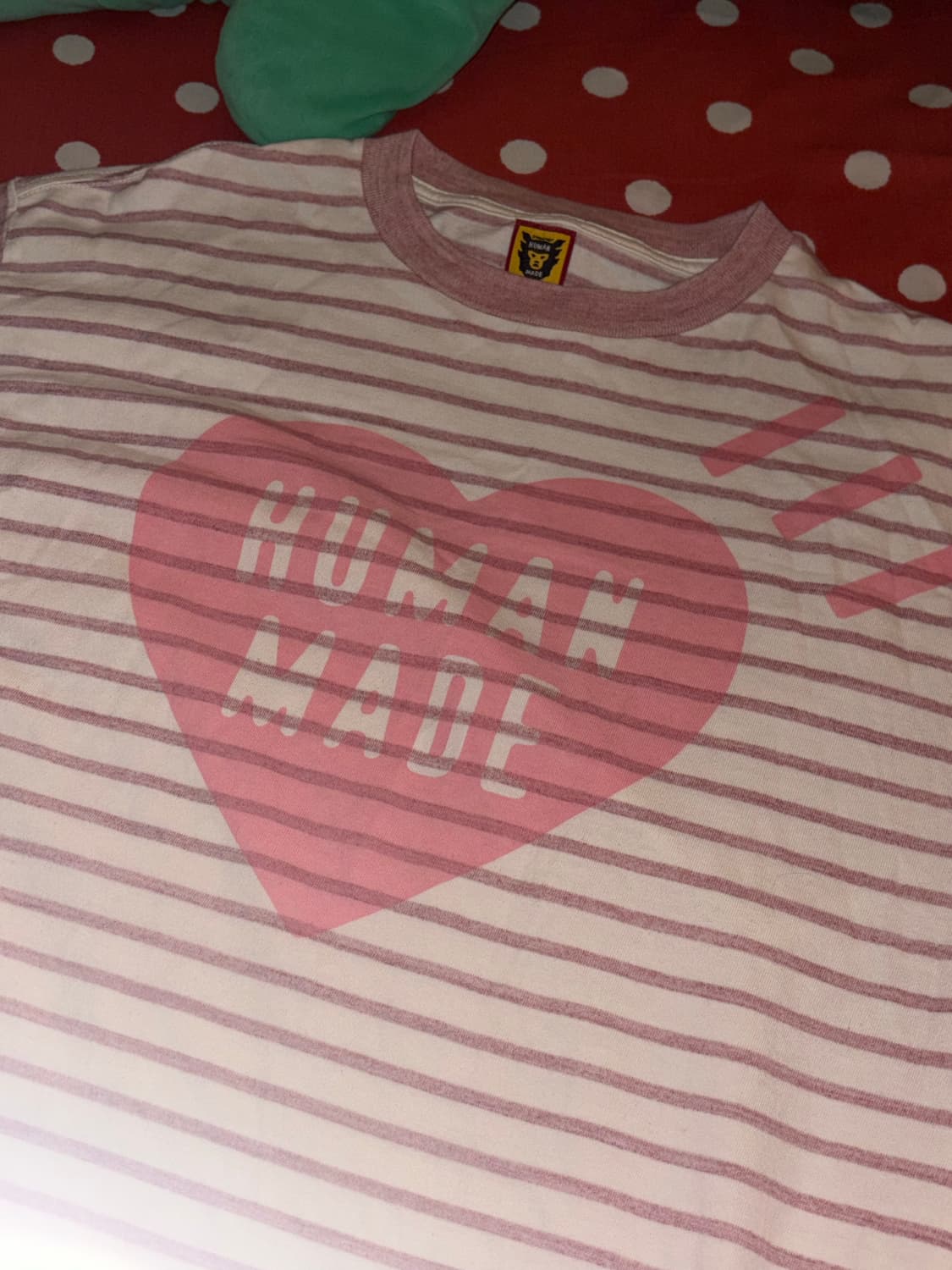 휴먼메이드 하트 보더티셔츠 핑크 상품이미지1