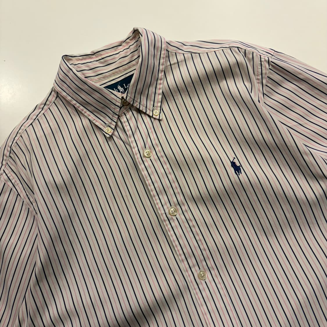 [M] 폴로 랄프로렌 스트라이프 핑크 반팔 셔츠 C372 상품이미지3