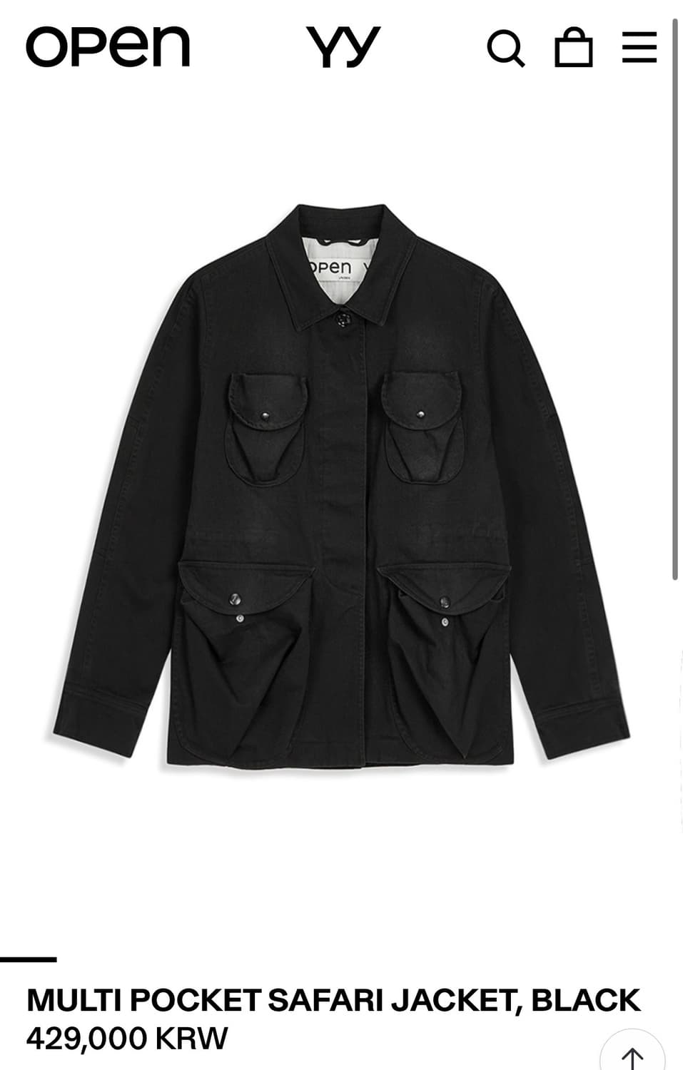 오픈와이와이 사파리 자켓 블랙 MULTI POCKET SAFARI JAC 상품이미지1