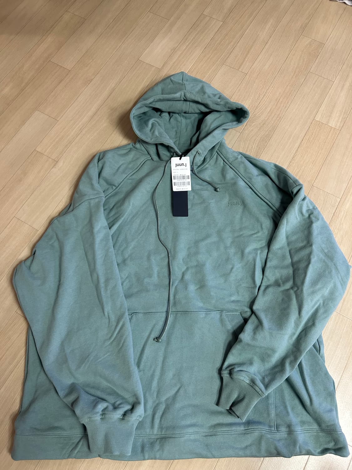 준지 그린 가먼트다잉 스트링 오버사이즈 후디 상품이미지2