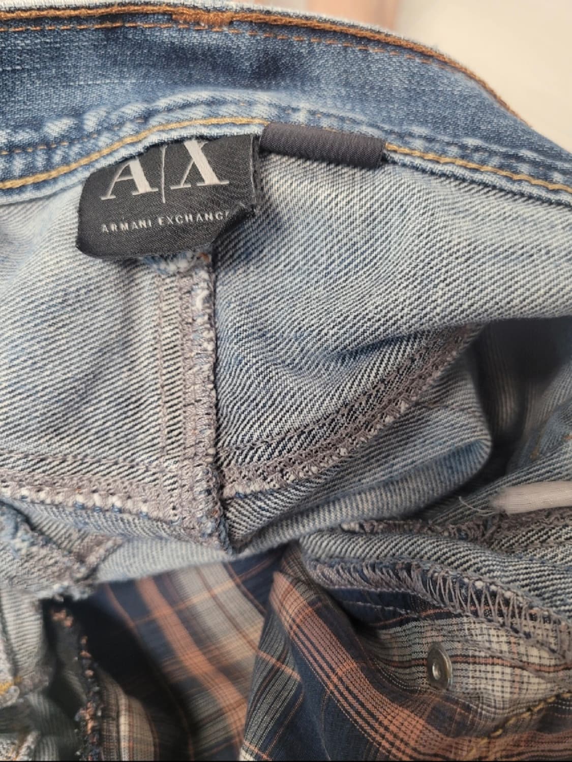 아르마니 익스체인지AX소재 빈티지 워시드 데님 팬츠 찢청패치 포인트 상품이미지8