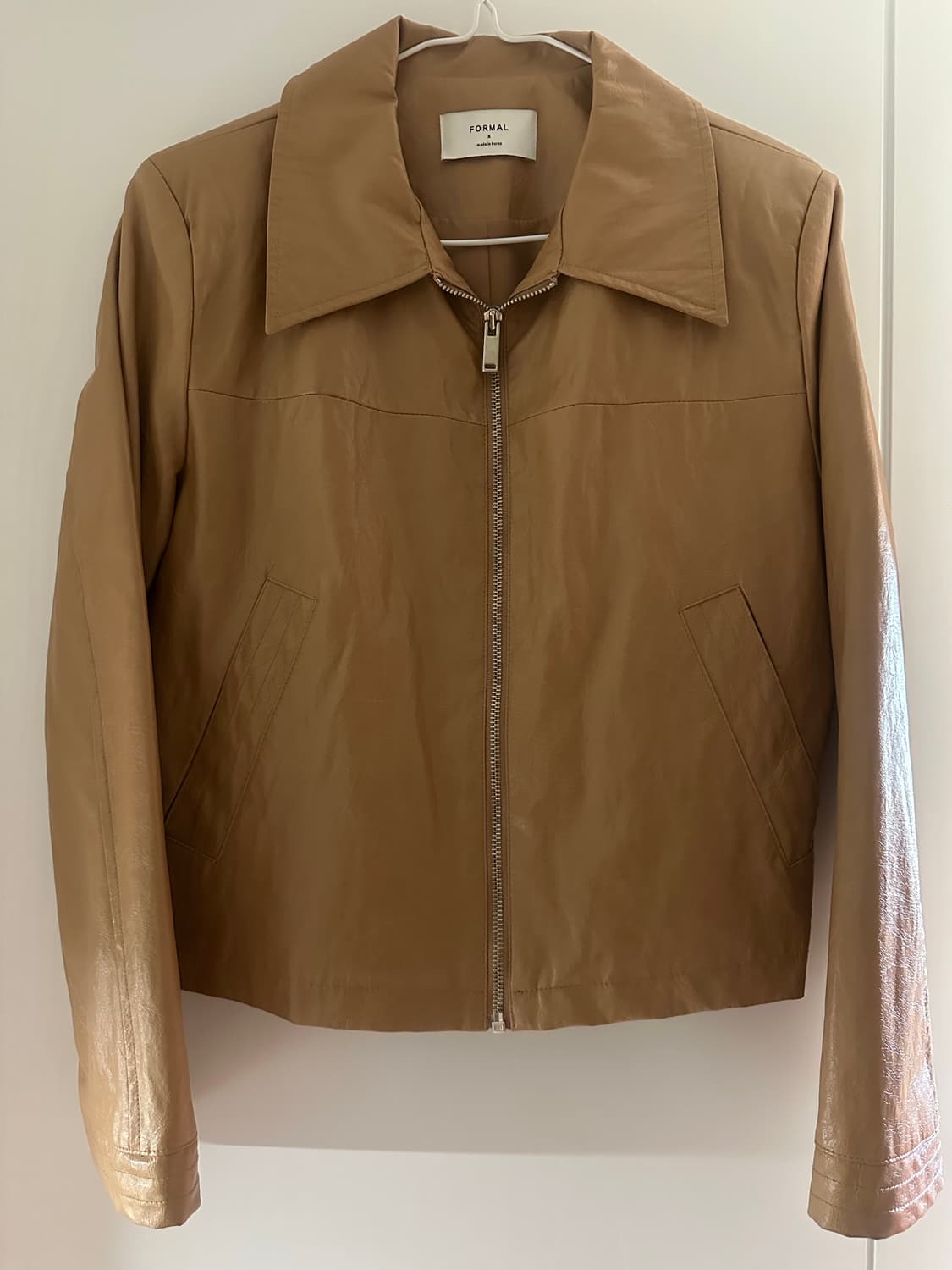 베이지 레더자켓 상품이미지2