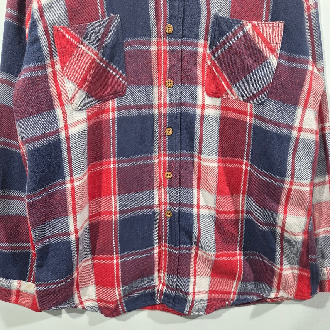 [BIG MAC] 80s 빅맥 레드 네이비 체크 플란넬셔츠 상품이미지4