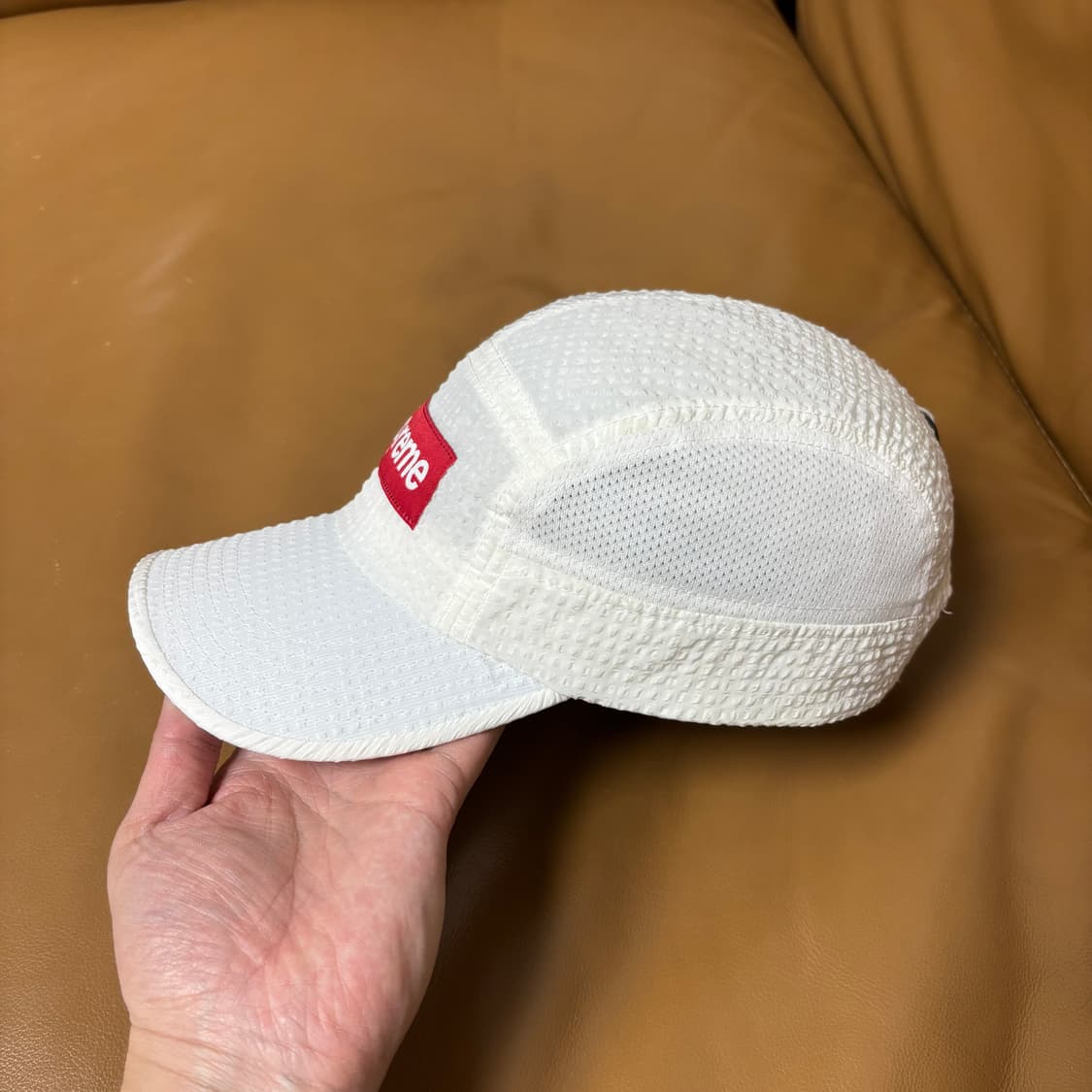 슈프림 캠프캡 모자 박스로고 시어서커 메쉬 화이트 상품이미지4