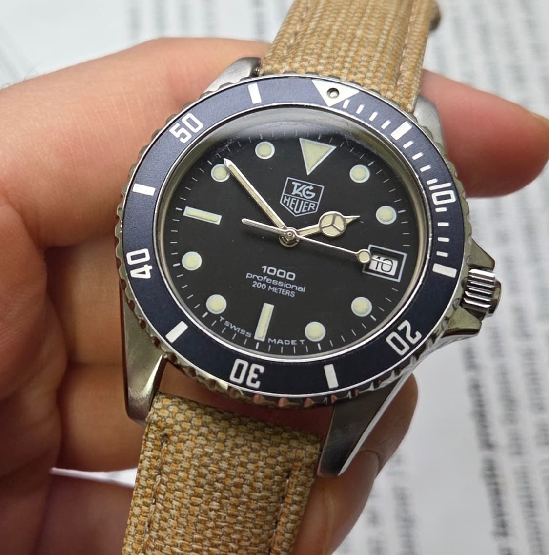 레어] 빈티지 태그호이어 프로페셔널 1000 블랙판 벤츠핸즈 쿼츠 상품이미지5