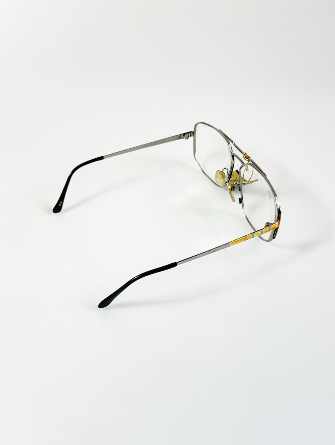 90s PAOLO GUCCI 실버 골드 티타늄 보잉 스퀘어 빈티지 안경 상품이미지4
