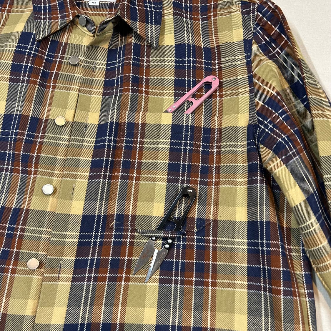 L) 솔리드옴므 체크 셔츠 메탈 버튼 자켓 상품이미지4