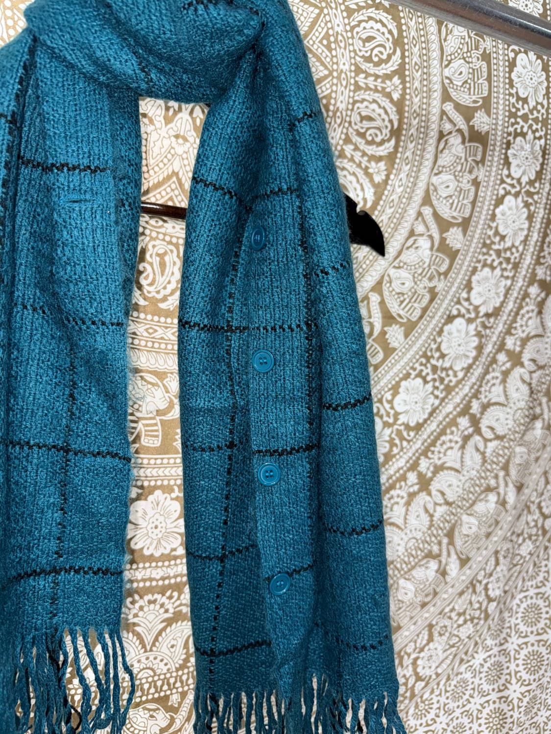 빈티지 체크 버튼 디테일 머플러 목도리 상품이미지3