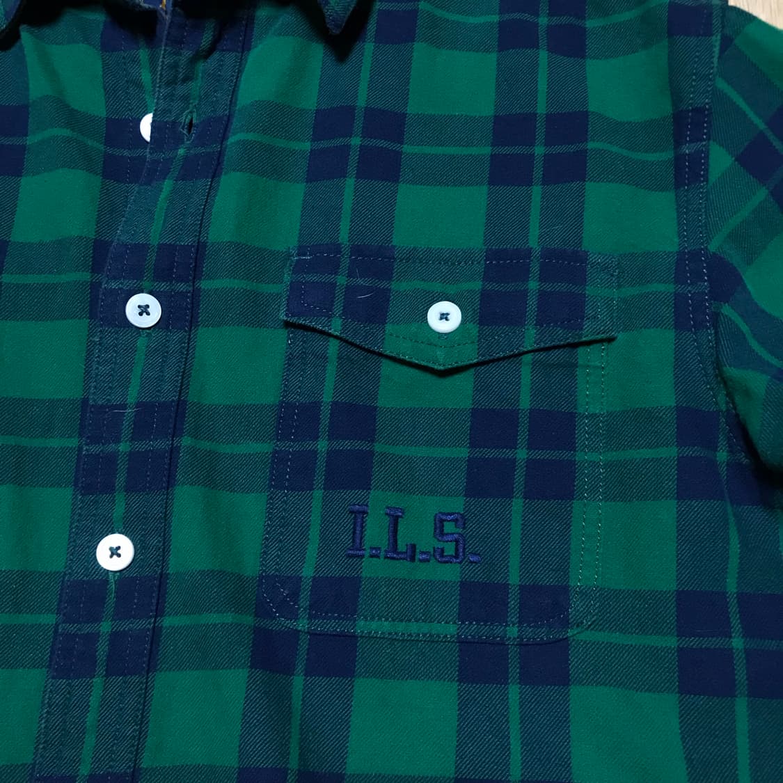 90s 재팬 그린네이비 체크셔츠 ills xl 상품이미지4