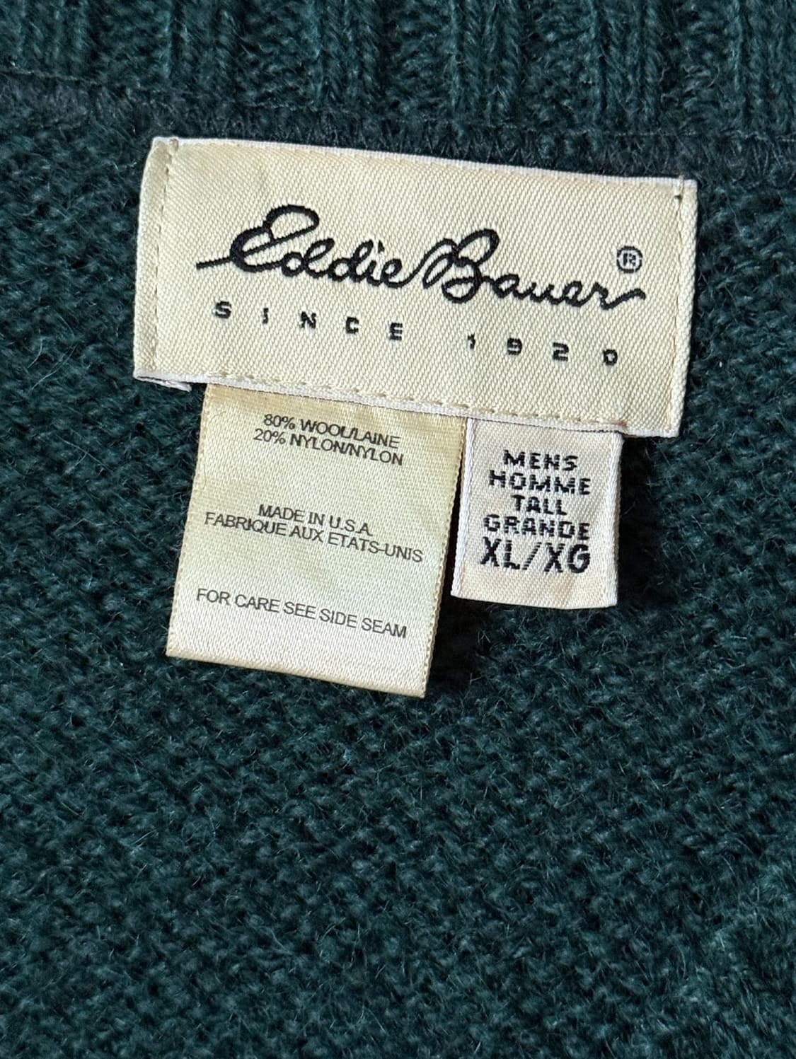 90s USA 에디바우어 브이넥 페어아일 울 스웨터 (105-110) 상품이미지3