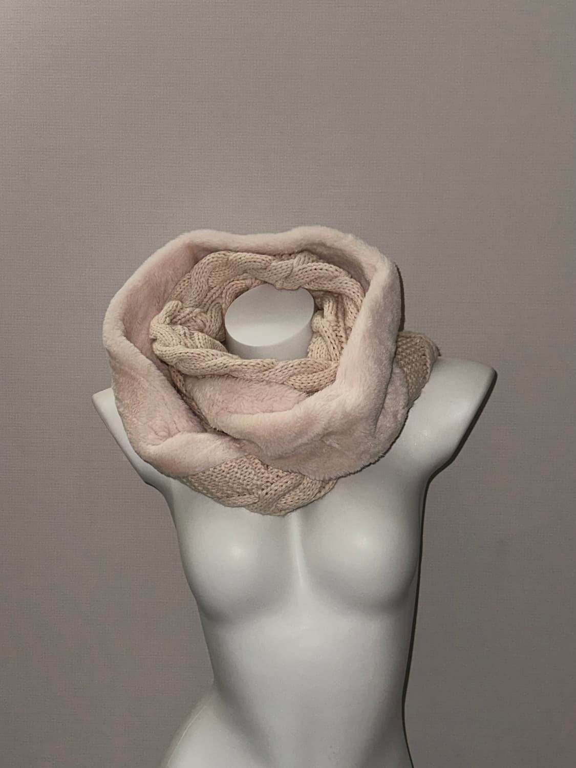 빈티지 핑크베이지 퍼니트 롱 넥워머 상품이미지3