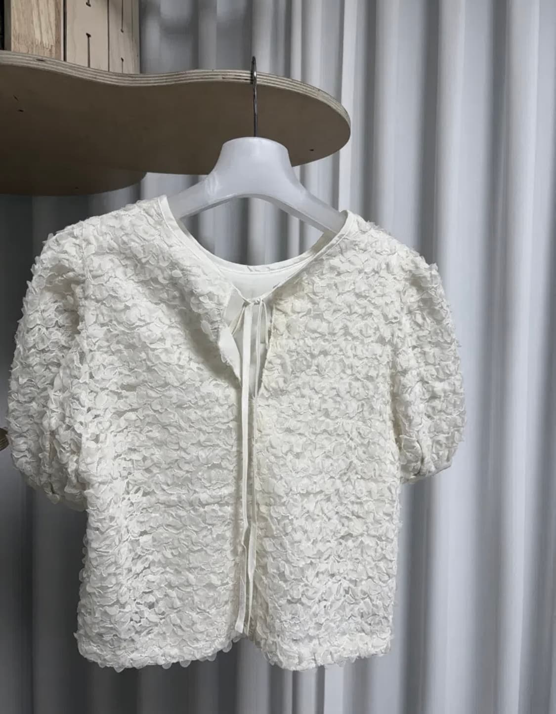 오엘 레이스 퍼프 블라우스 아이보리 상품이미지2