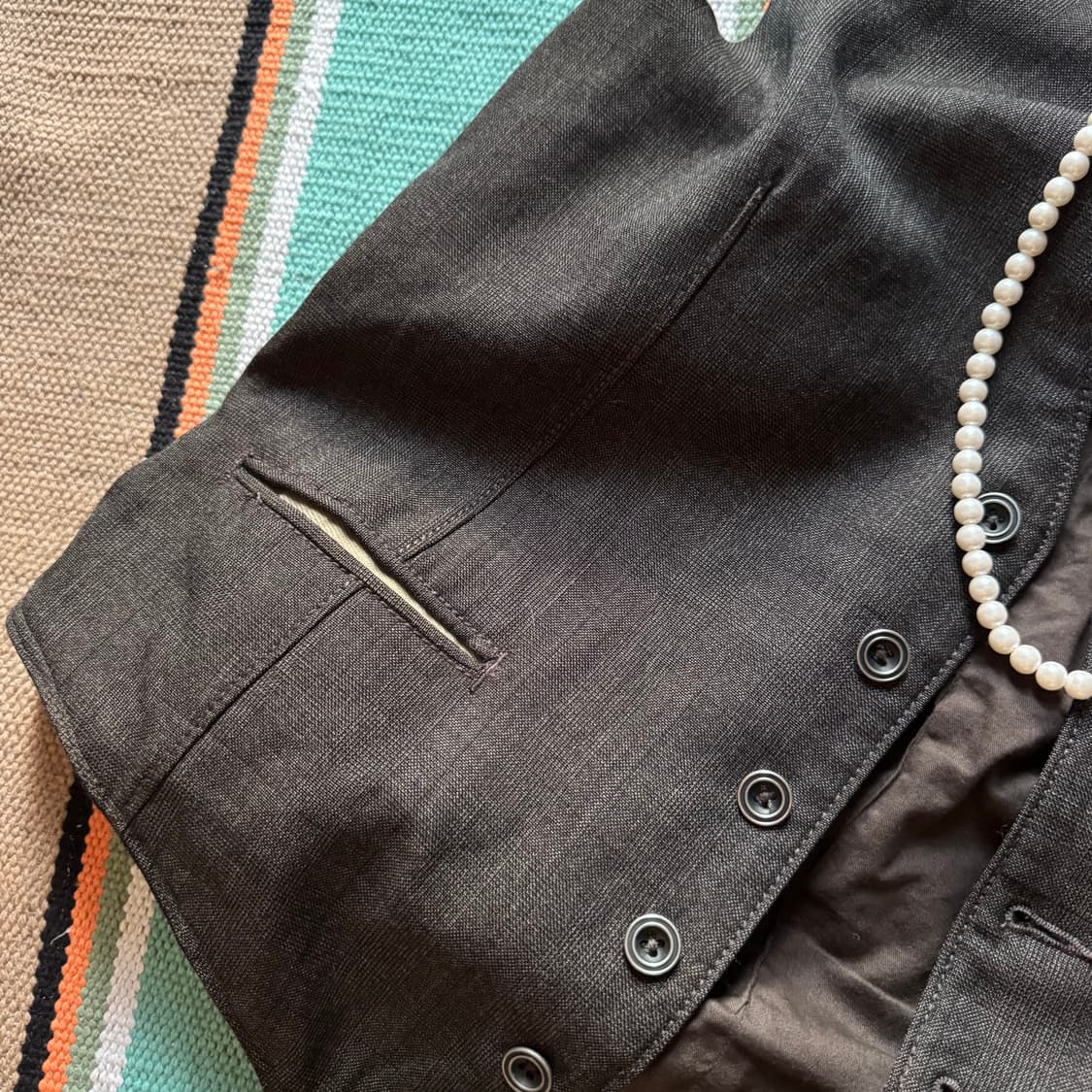 SLOWEAR 슬로웨어 빈티지 버튼 울 코튼 베스트 레이어드 조끼 상품이미지2