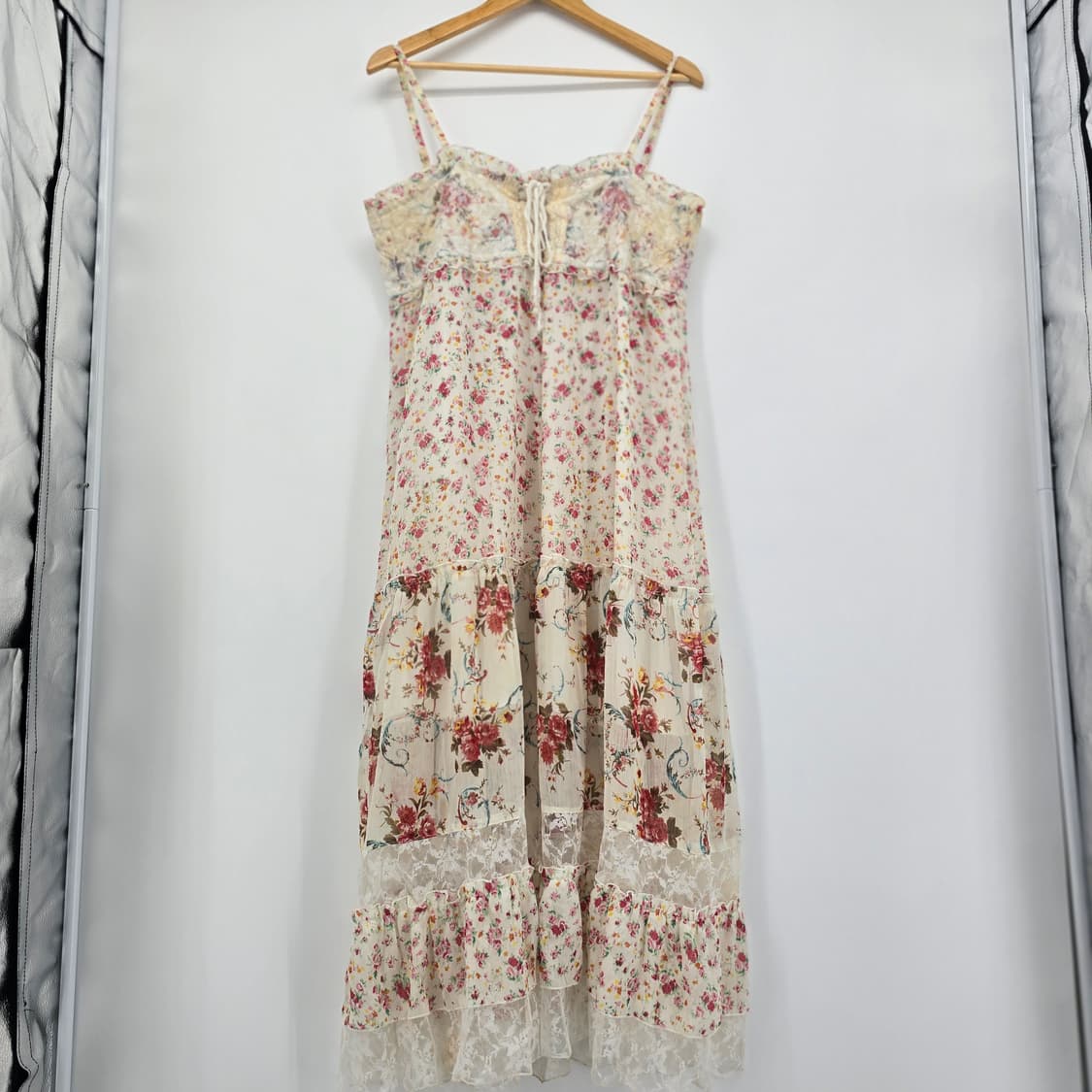 일본 빈티지 플라워 롱 원피스 레이스 디테일 상품이미지1