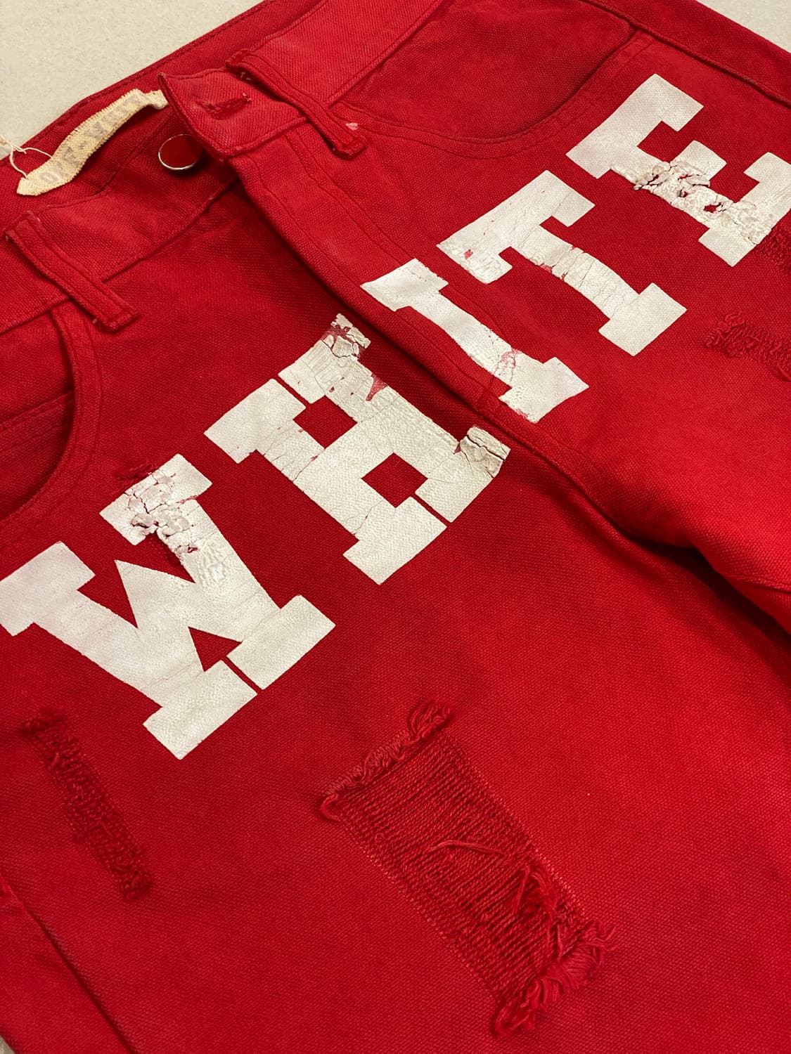 오프화이트(Off-White) 로고 프린티드 레드 데님 진 상품이미지2