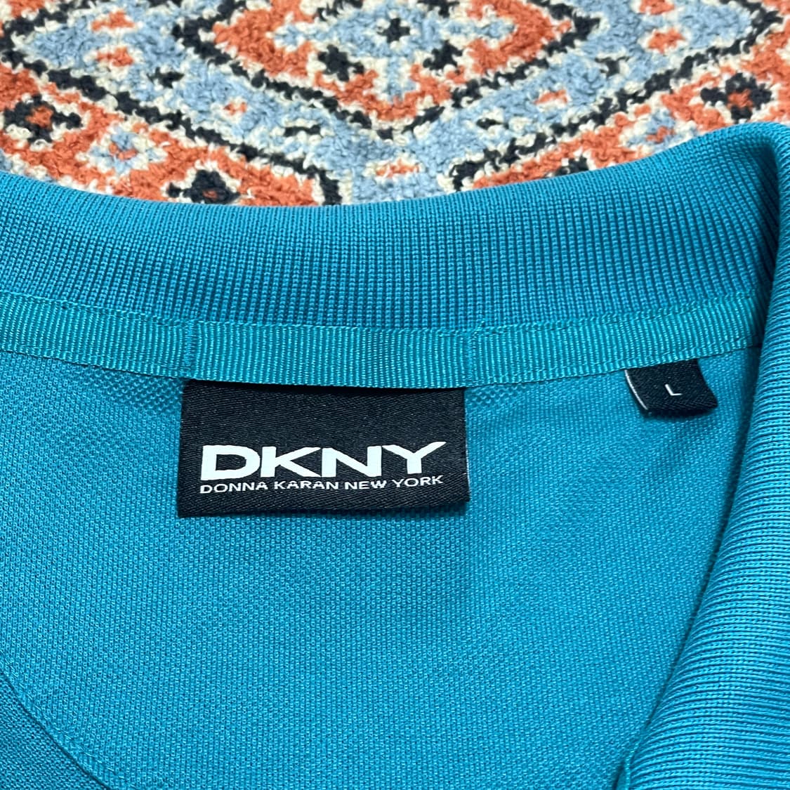 DKNY 블루 반팔 카라티셔츠 여성L 상품이미지4