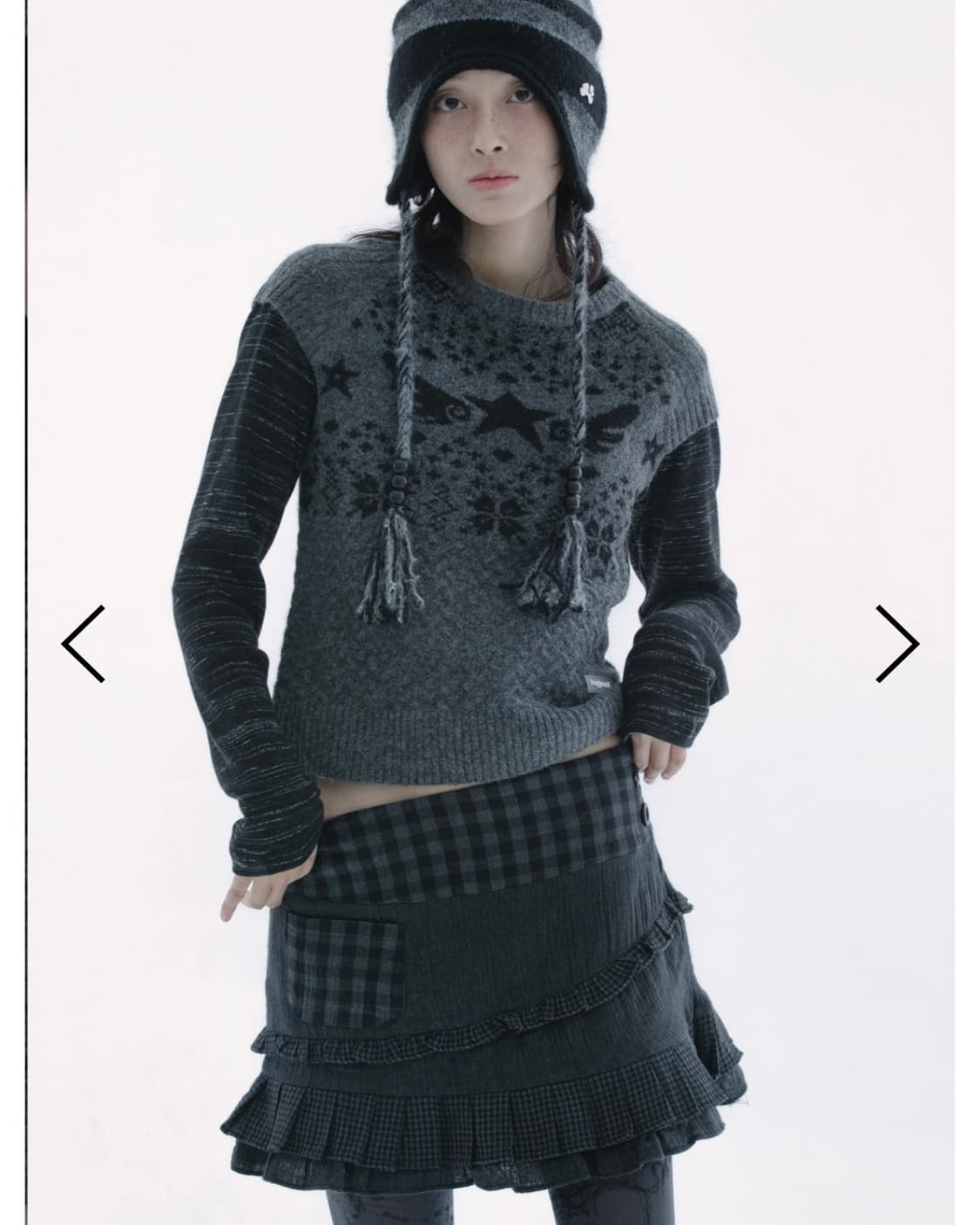 허그유어스킨 체크 러플 미니스커트 상품이미지3