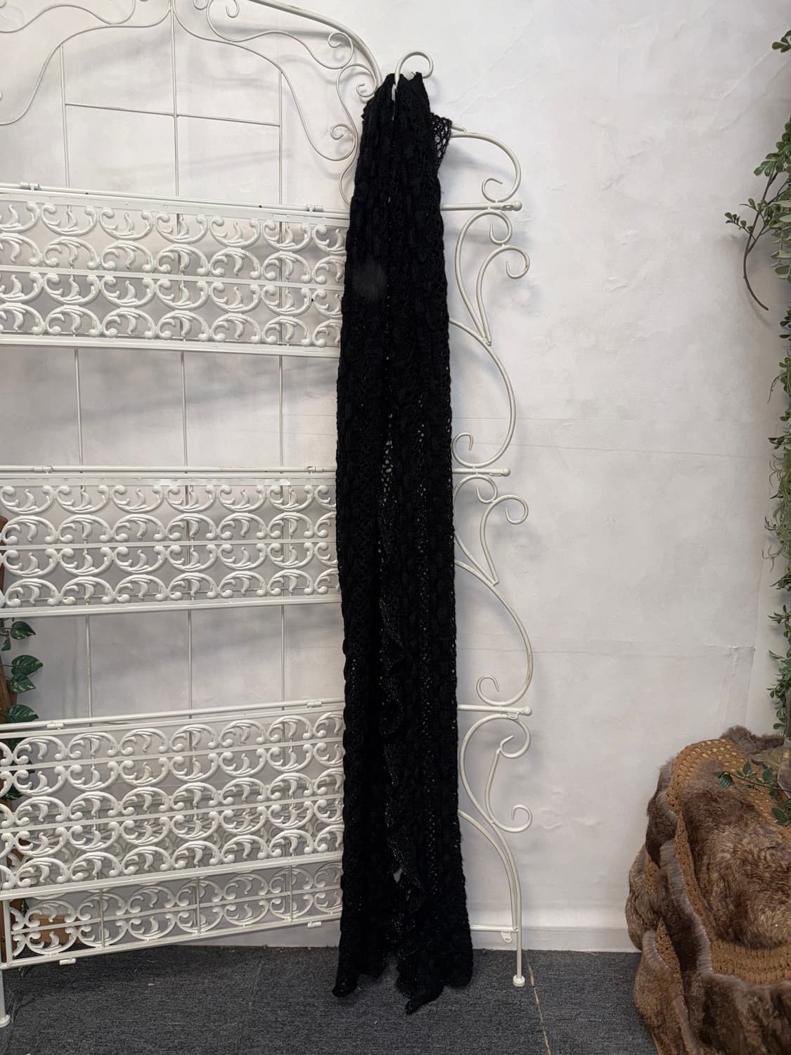 Black maxi long knit muffler 상품이미지4