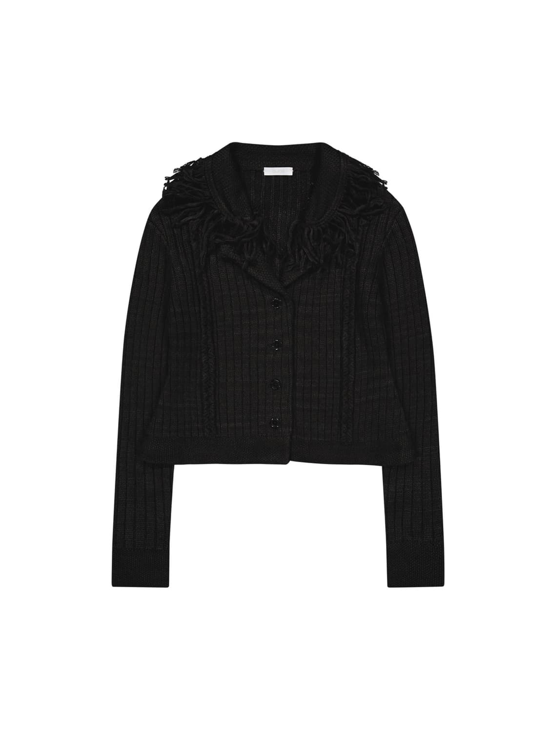 Tassel Collar Knit Cardigan / Black 상품이미지1