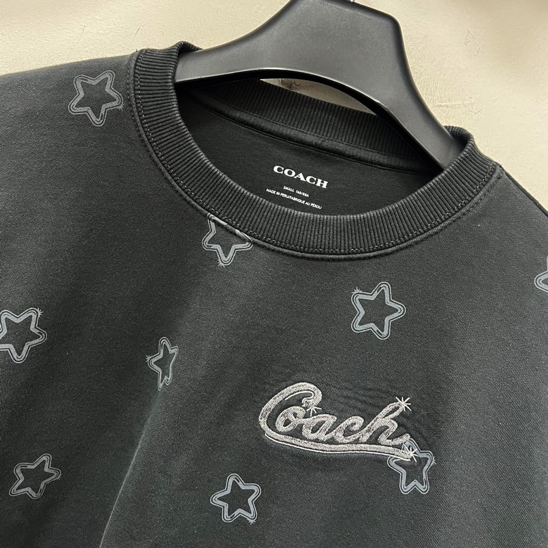 COACH 코치 스타 프린트 자수 로고 크루넥 크롭 맨투맨 S 상품이미지3