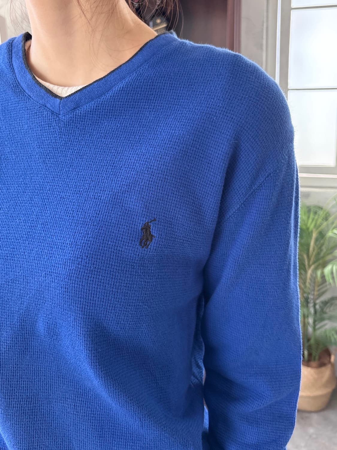 폴로 와플 롱슬리브 블루 상품이미지3