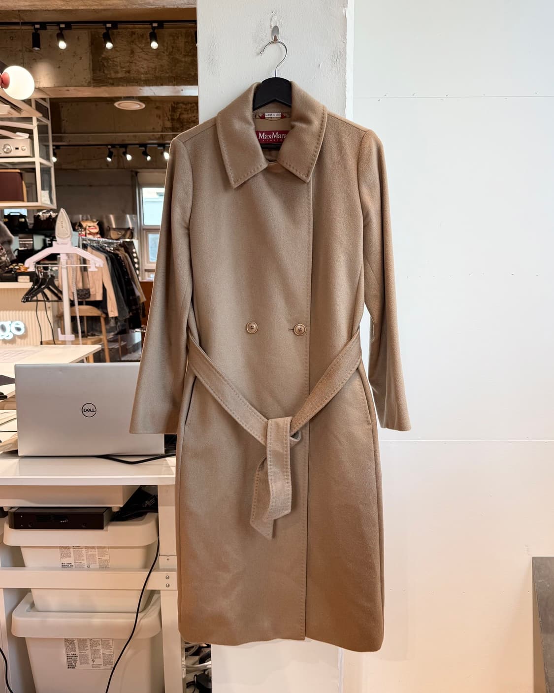 막스마라 스튜디오 브라운 비스코스 벨티드 코트  상품이미지2