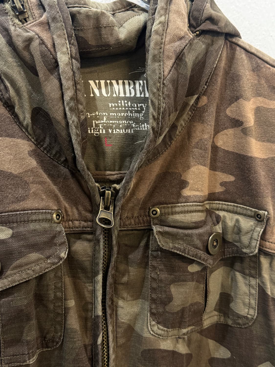 BACK NUMBER Camouflage hoodie vest 상품이미지4