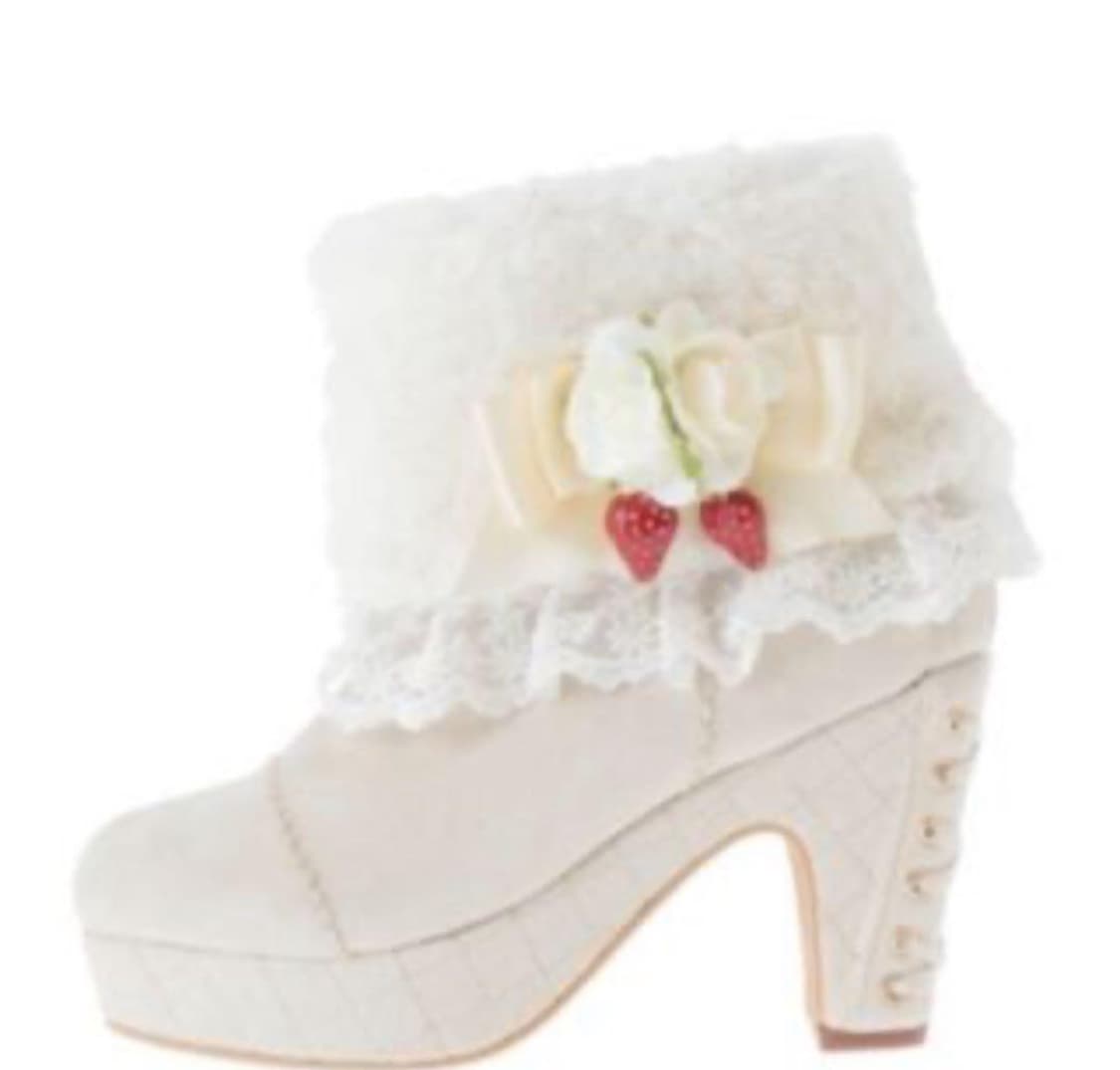 미사용) 리즈리사 크로스 레이스 스트로베리 퍼 숏부츠 240 양산형  상품이미지6