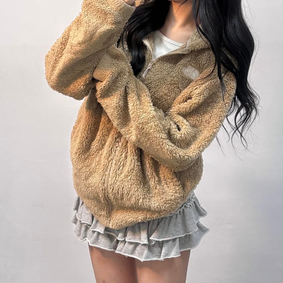 노스페이스 베이지 플리스 자켓 쉐르파 후리스 희귀져지(XL) 상품이미지1