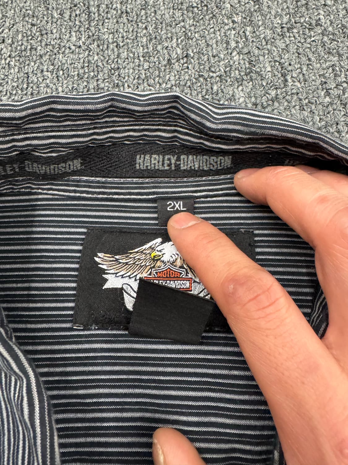 2XL)할리데이비슨 빈티지 자수 스트라이프 긴팔셔츠 상품이미지4