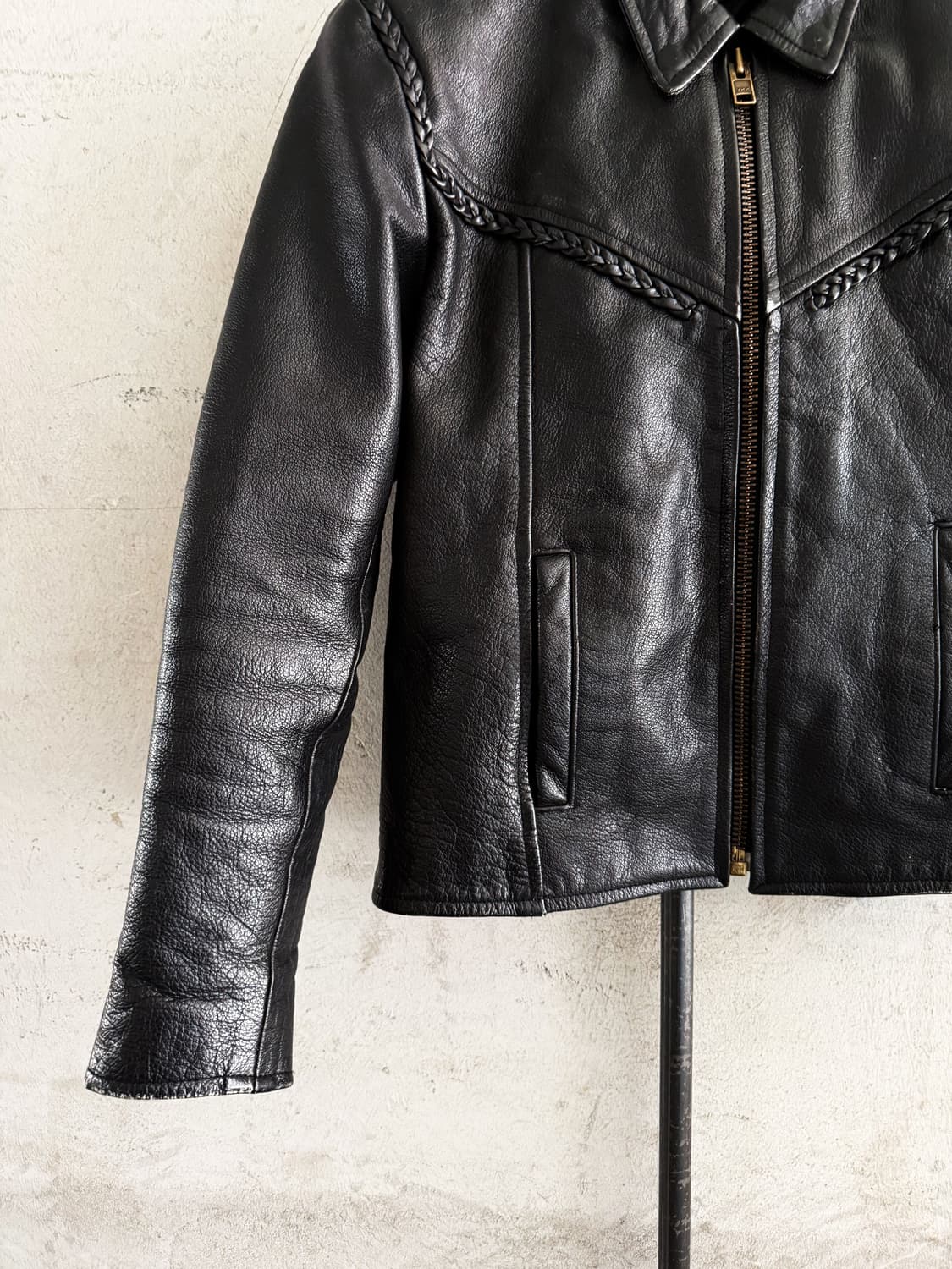 90s Vintage Cowhide Leather Biker Jacket 상품이미지5