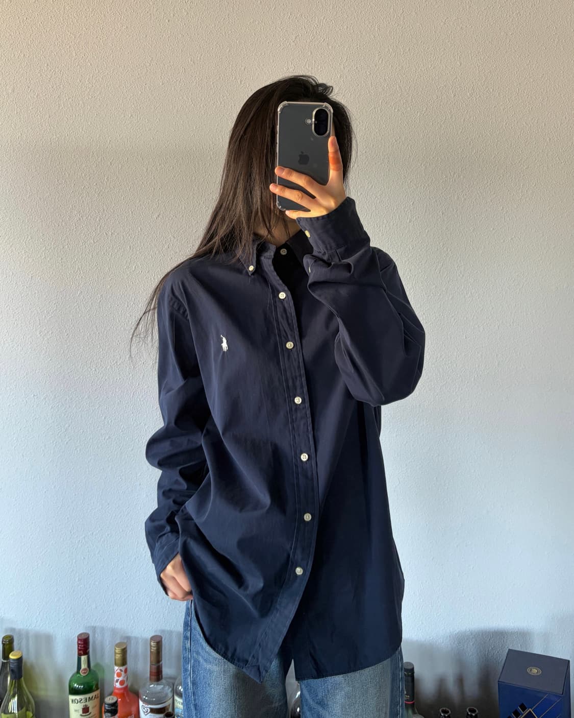 [M]폴로 랄프로렌 큐알정품 클래식핏 포플린 네이비 셔츠 상품이미지1