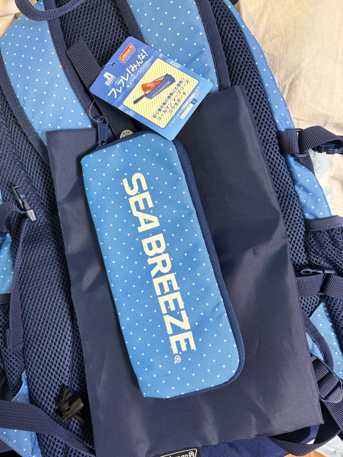 레어) coleman 콜맨 스카이블루 도트 백팩 모리걸 일본 빈티지 상품이미지7