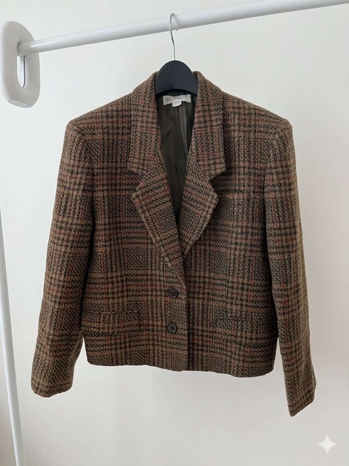 브라운 체크 울 자켓 상품이미지1