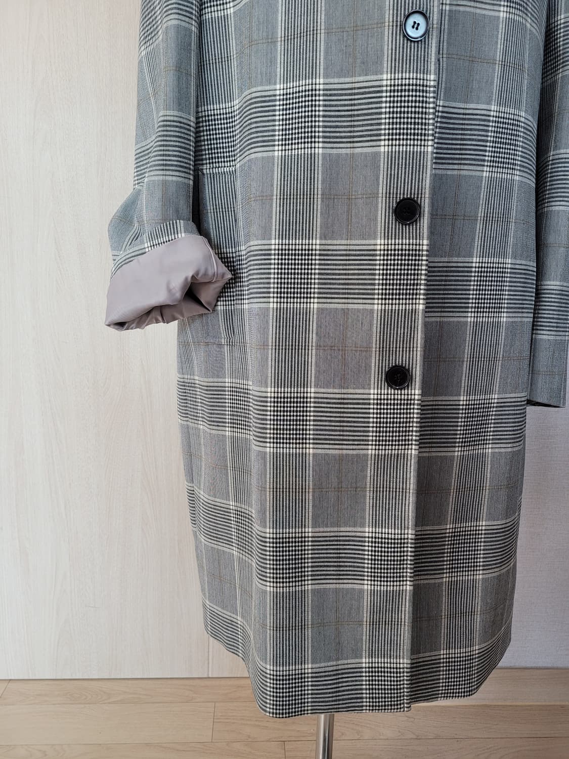 스파오포맨 SPAO for Men 체크 맥코트 그레이 상품이미지3