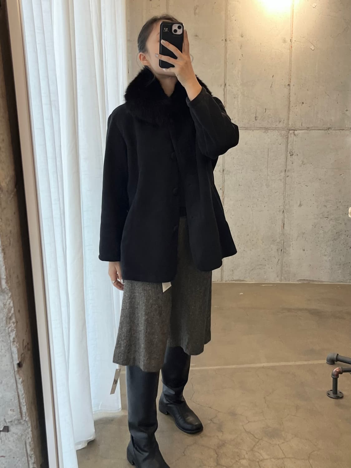 폭스퍼 시어링 자켓 블랙 상품이미지3