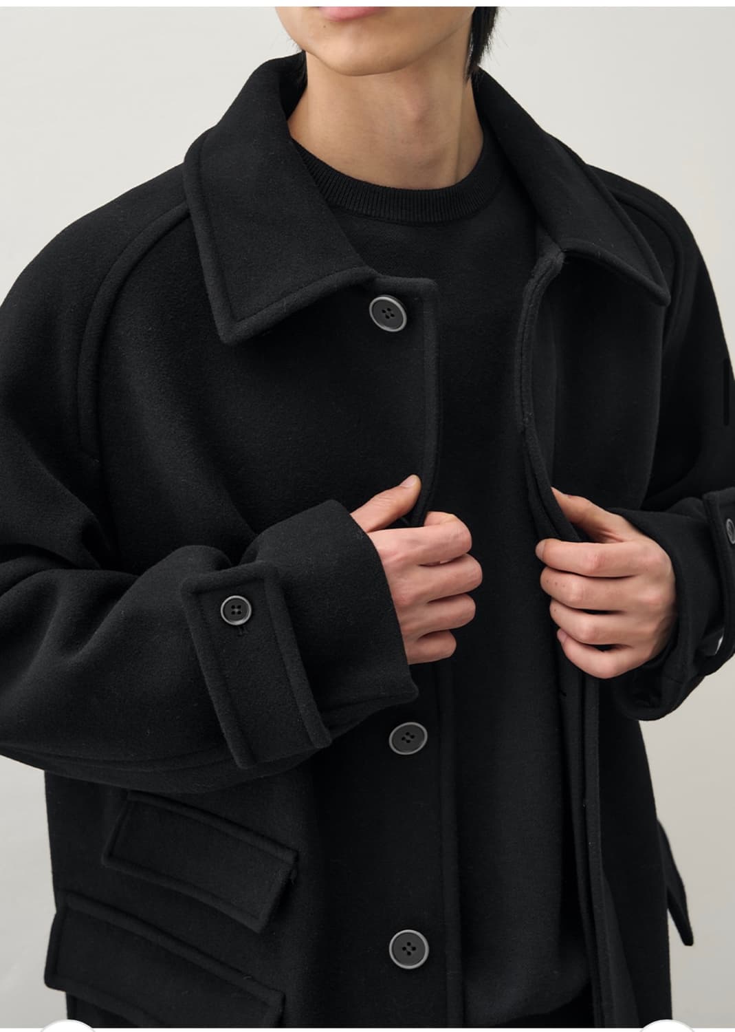 (새상품)(XL) 드로우핏 컨사이즈 울 원더 발마칸 코트 BLACK 판매 상품이미지6