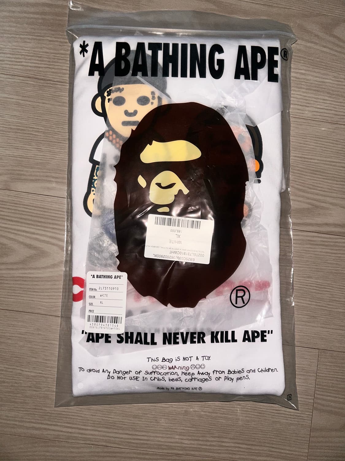 베이프 x스포티파이 x 센트럴 씨 콜라보 반팔 흰색 상품이미지2