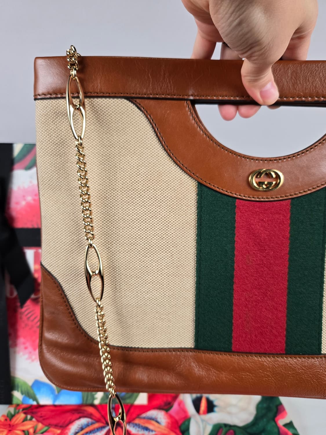 구찌 오디피아 웹 빈티지 캔버스 라지 클러치 숄더백 가방 정품 풀박스 상품이미지3