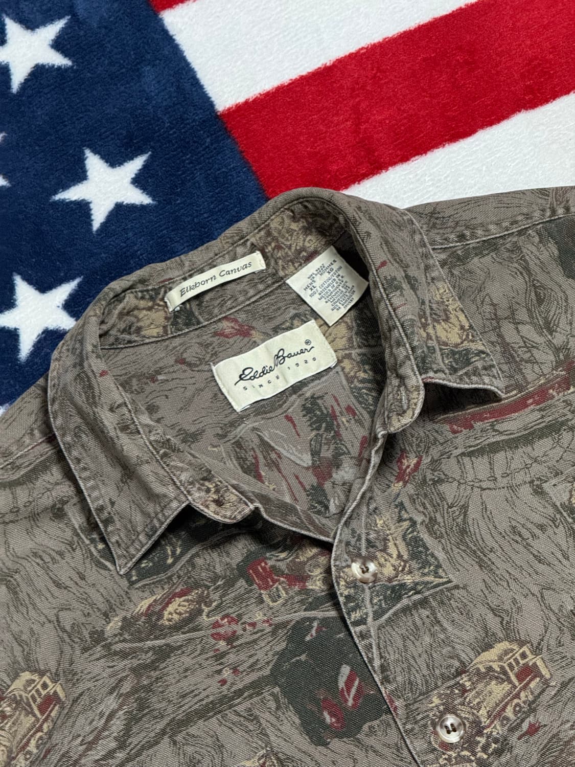 에디바우어 워크셔츠 빈티지패턴셔츠 Eddie bauer 올오버프린트셔츠 상품이미지6