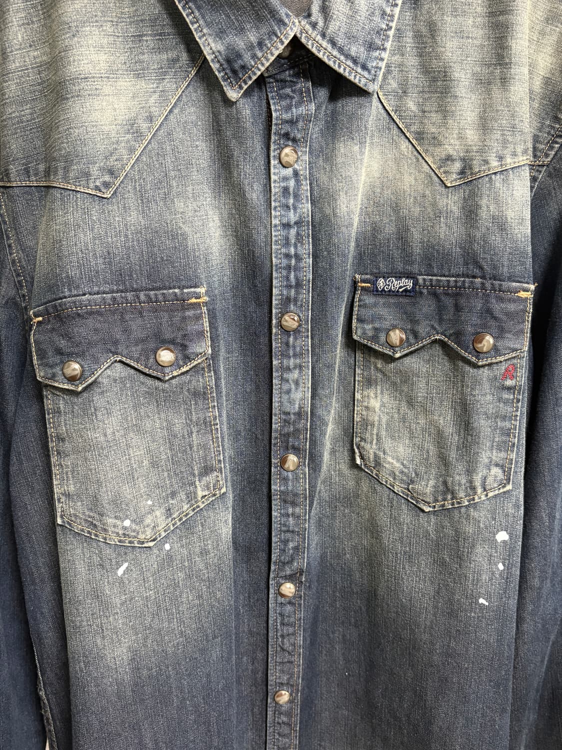 빈티지 페인팅 데님 셔츠 상품이미지2