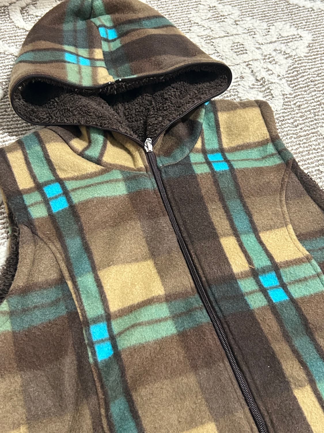 민트초코 후리스 후드 베스트 모리걸 히피 라떼모리 상품이미지2