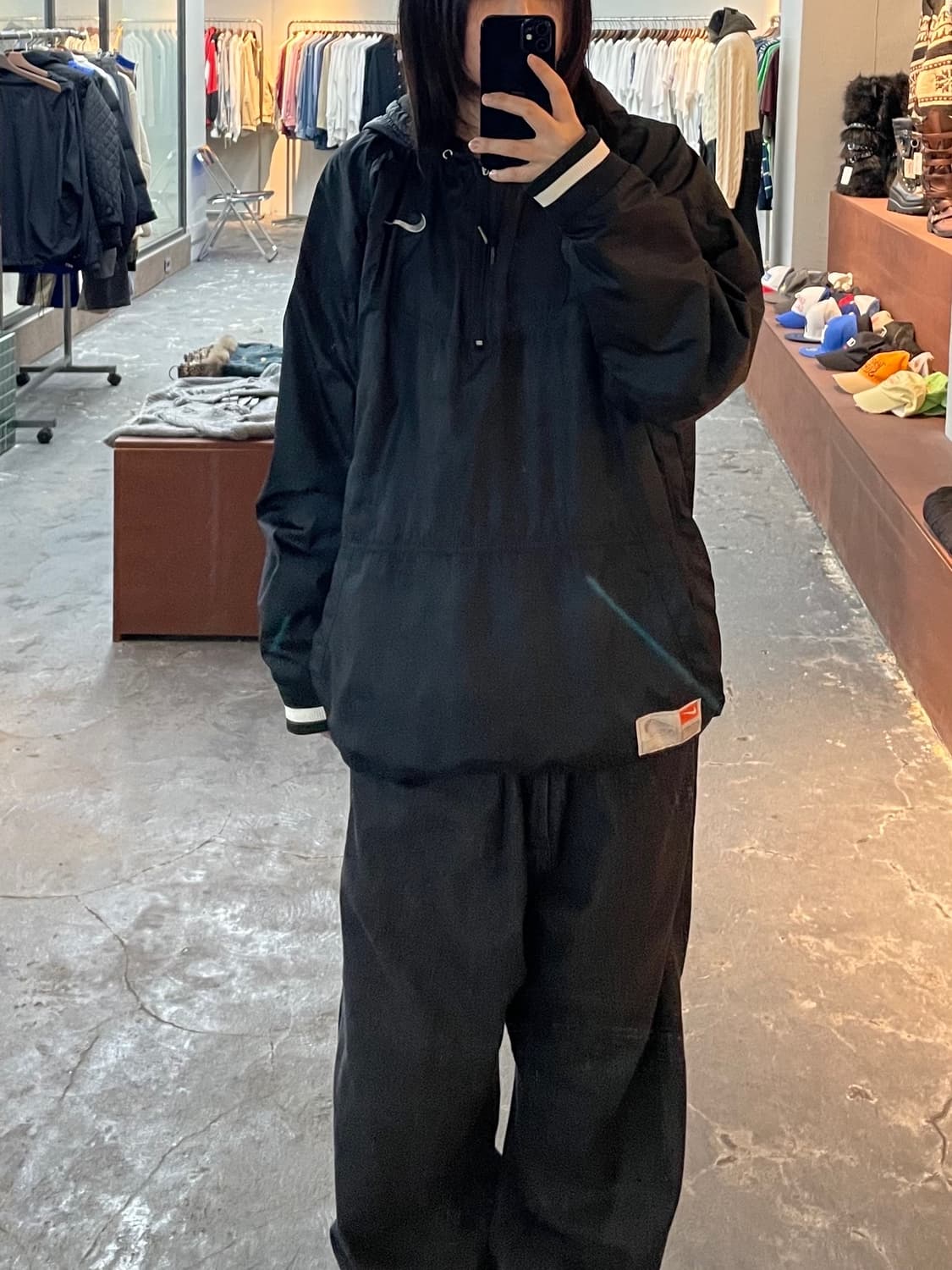 나이키 올드스쿨 블랙 후드 반집업 웜업 자켓 H872 상품이미지1