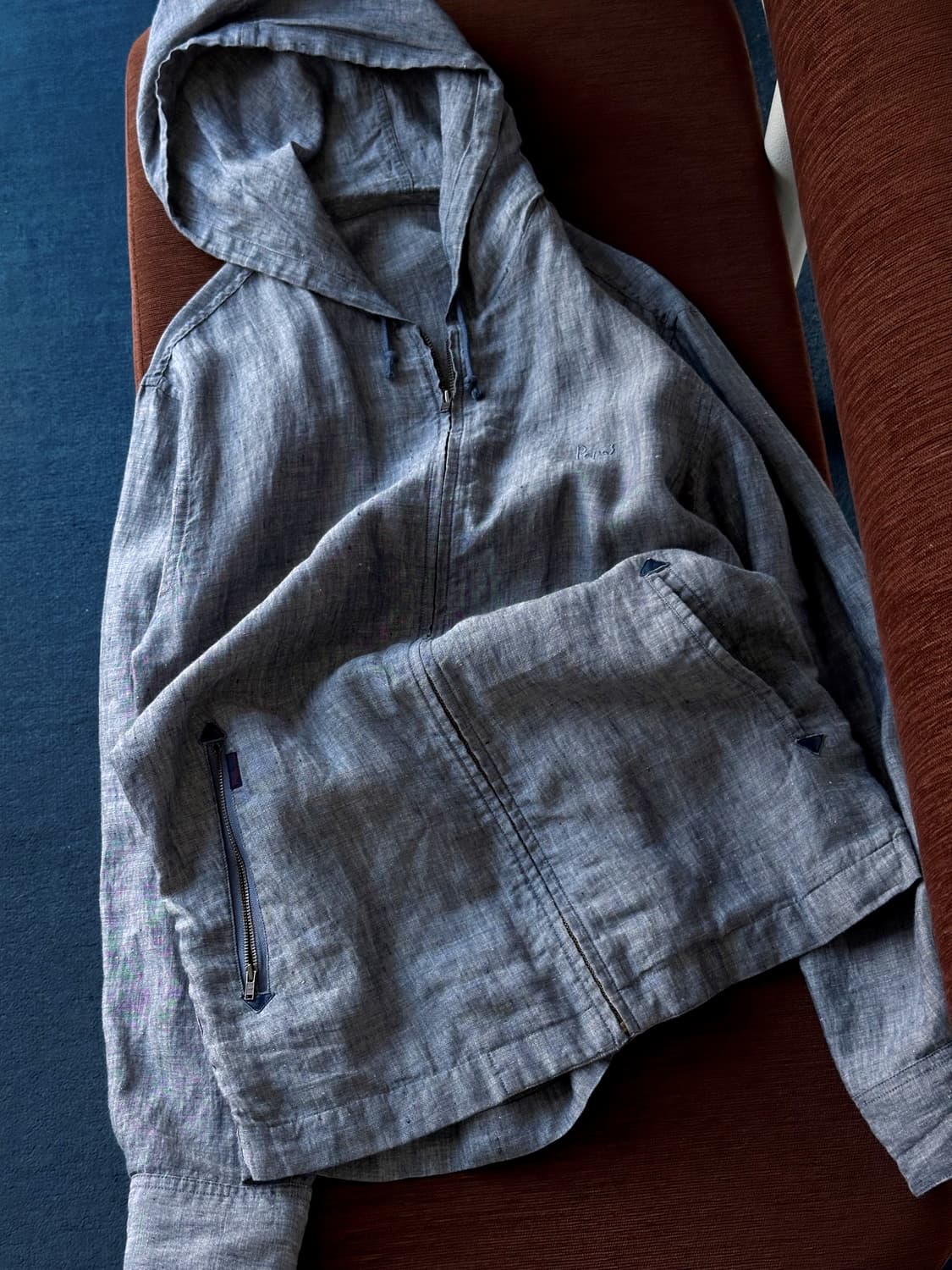 Chambray cotton design hooded parka 상품이미지1